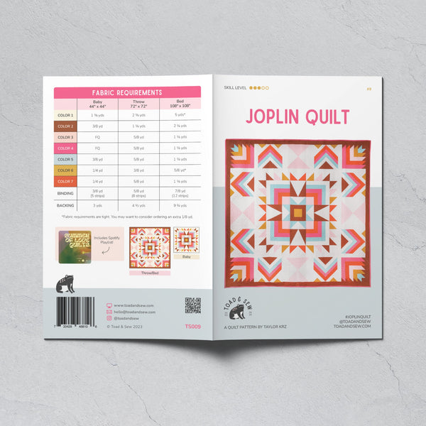 Joplin Quilt Pattern by Toad & Sew | Paper Quilt Pattern | Intermediate Quilt Pattern
