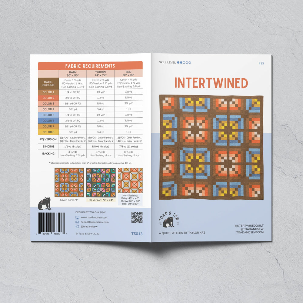 Intertwined Quilt by Toad & Sew | Paper Quilt Pattern | Beginner Friendly Quilt Pattern | Modern Quilt Pattern