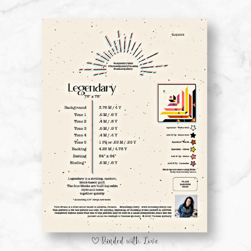 Legendary Quilt by Taralee Quiltery | Printed Paper Quilt Pattern | Intermediate Skill Level
