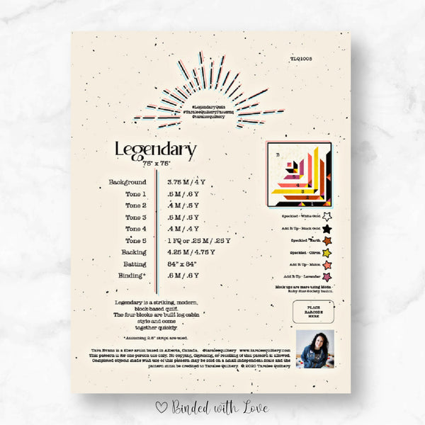 Legendary Quilt by Taralee Quiltery | Printed Paper Quilt Pattern | Intermediate Skill Level