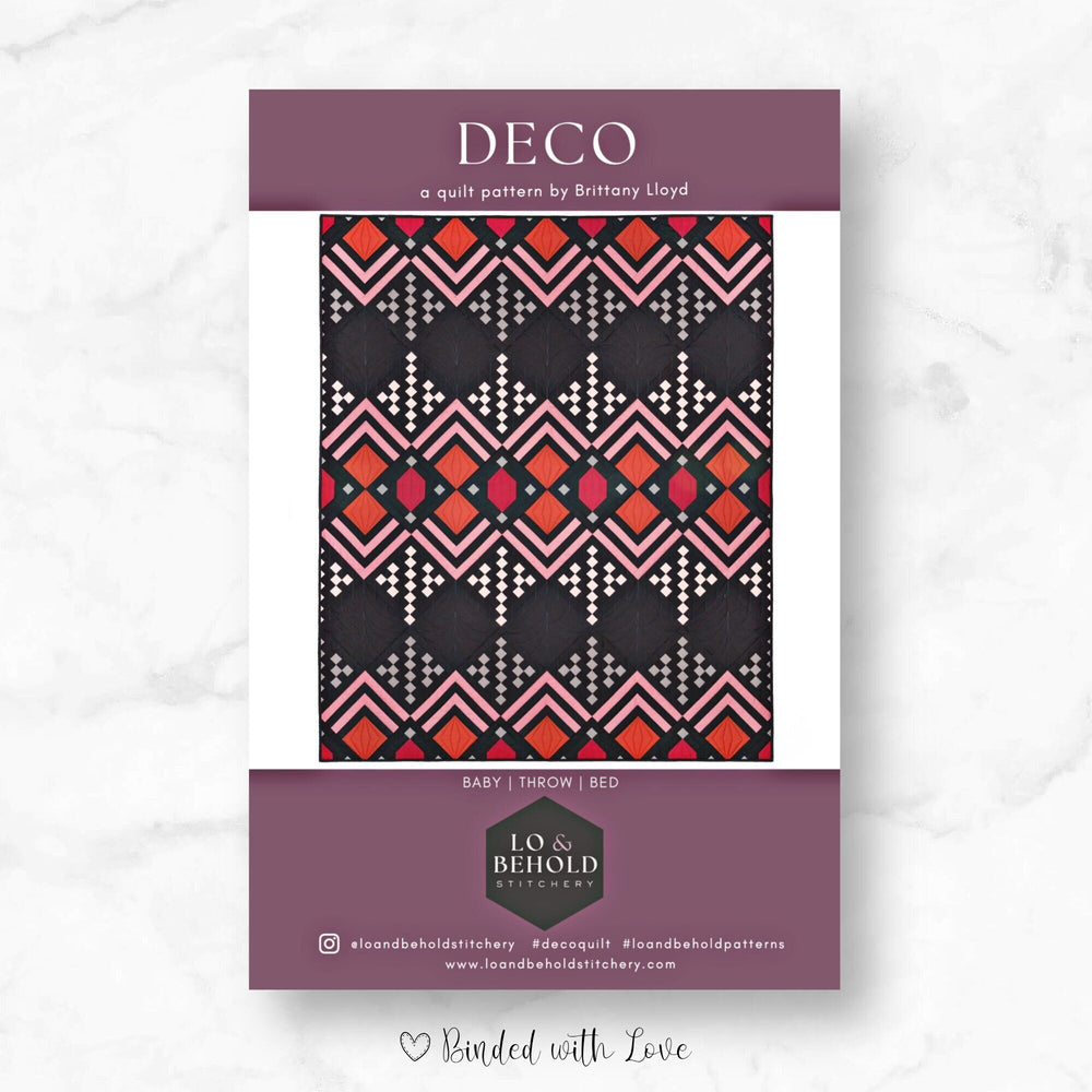 Deco Quilt By Lo & Behold Stitchery | Printed Paper Pattern | Modern Quilt Pattern | Intermediate Skill Level