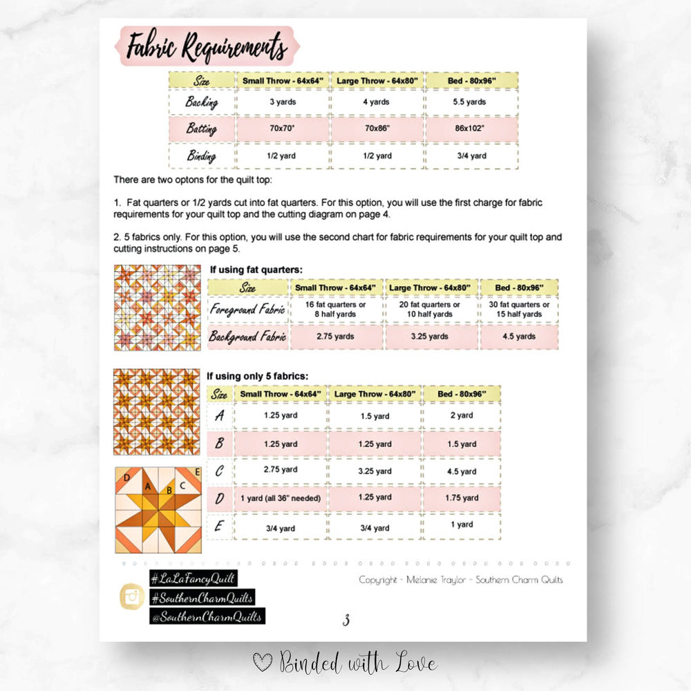 LaLa Fancy by Southern Charm Quilts | Printed Paper Pattern | 8 Pointed Star Pattern | Intermediate | Throw Quilt Pattern
