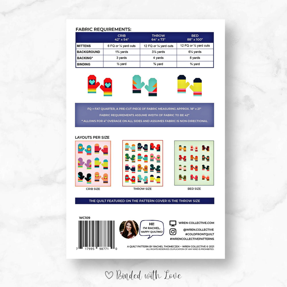 Cold Front Quilt by Wren Collective | Printed Paper Pattern | Modern Quilt Pattern | Confident Beginner | Fat Quarter Friendly
