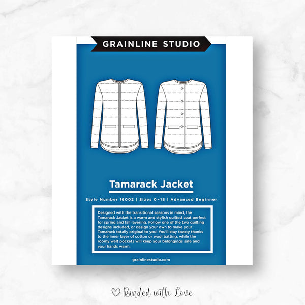 Tamarack Jacket Size 0-18 by Grainline Studio | Printed Paper Pattern | Modern Quilt Coat Pattern