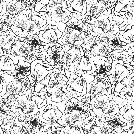 Anemones Black & White HJ302-BW4 | Nightfall Collaborative by Cotton + Steel | Continuous Yardage | Fat Quarter