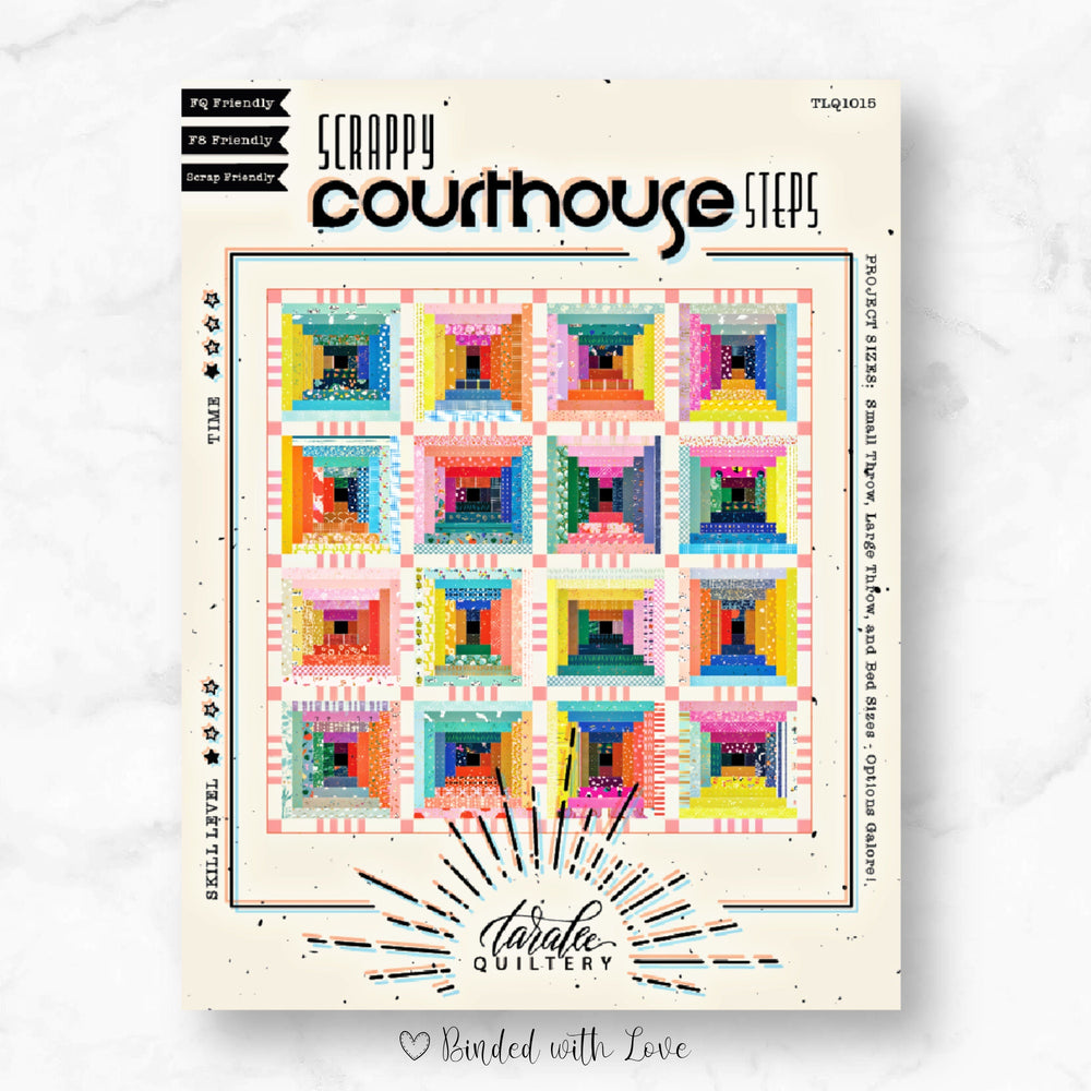 Scrappy Courthouse Steps Quilt by Taralee Quiltery | Printed Paper Quilt Pattern | Beginner Friendly Skill Level