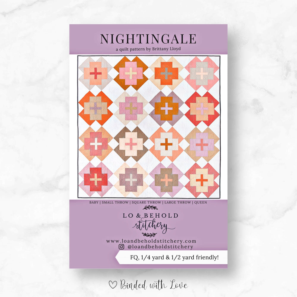 Nightingale Quilt Pattern by Lo & Behold Stitchery | Printed Paper Quilt Pattern | Confident Beginner Skill Level