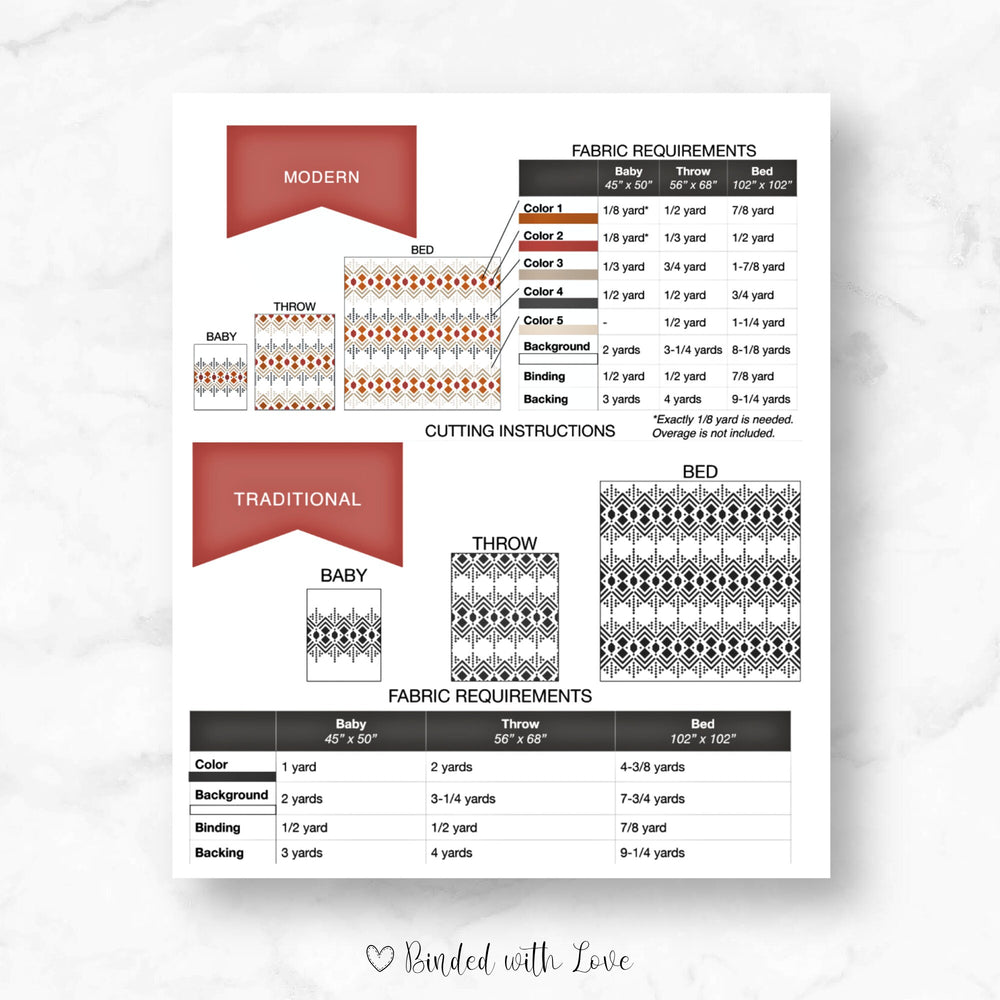 Deco Quilt By Lo & Behold Stitchery | Printed Paper Pattern | Modern Quilt Pattern | Intermediate Skill Level
