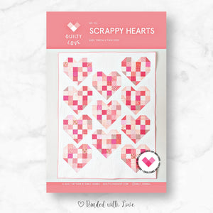 Scrappy Hearts By Quilty Love | Printed Paper Pattern | Modern Quilt Pattern | Beginner | Fat Quarter Friendly Quilt Pattern