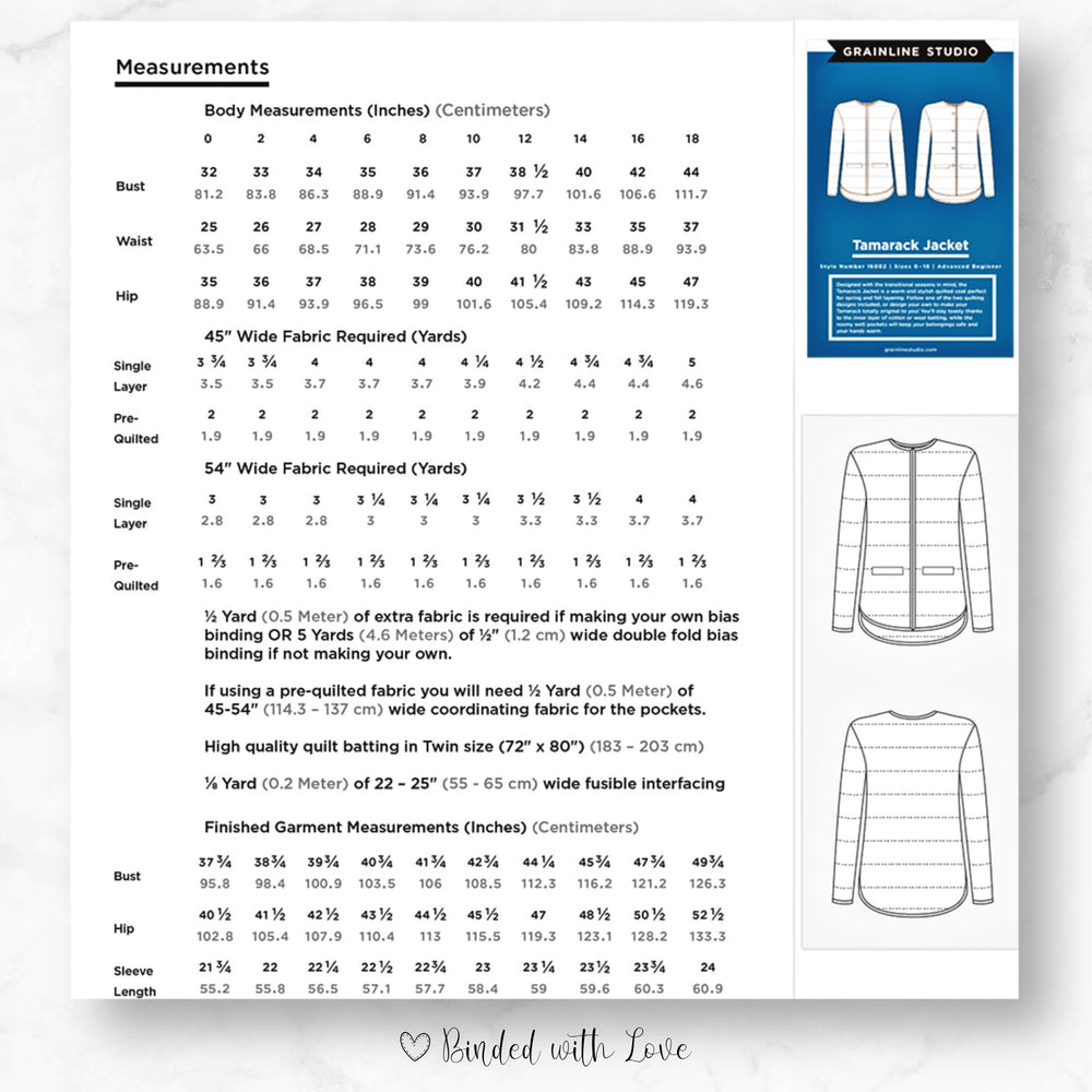 Tamarack Jacket Size 0-18 by Grainline Studio | Printed Paper Pattern | Modern Quilt Coat Pattern