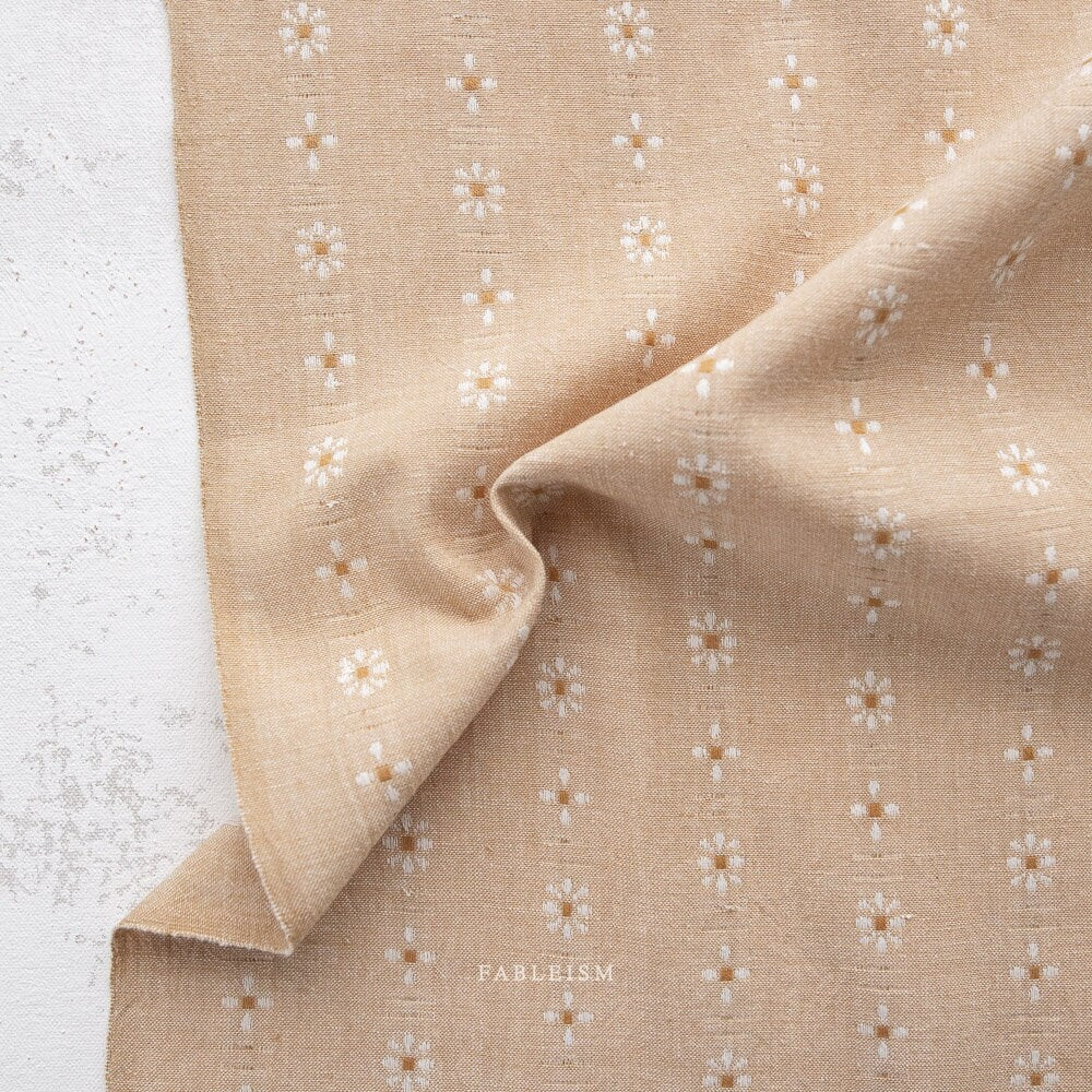 Daisies in Biscuit FOR-DAI-04-BISCUIT | Forest Forage by Fableism Supply Co. | Continuous Yardage | Fat Quarter | Yarn Dyed Wovens