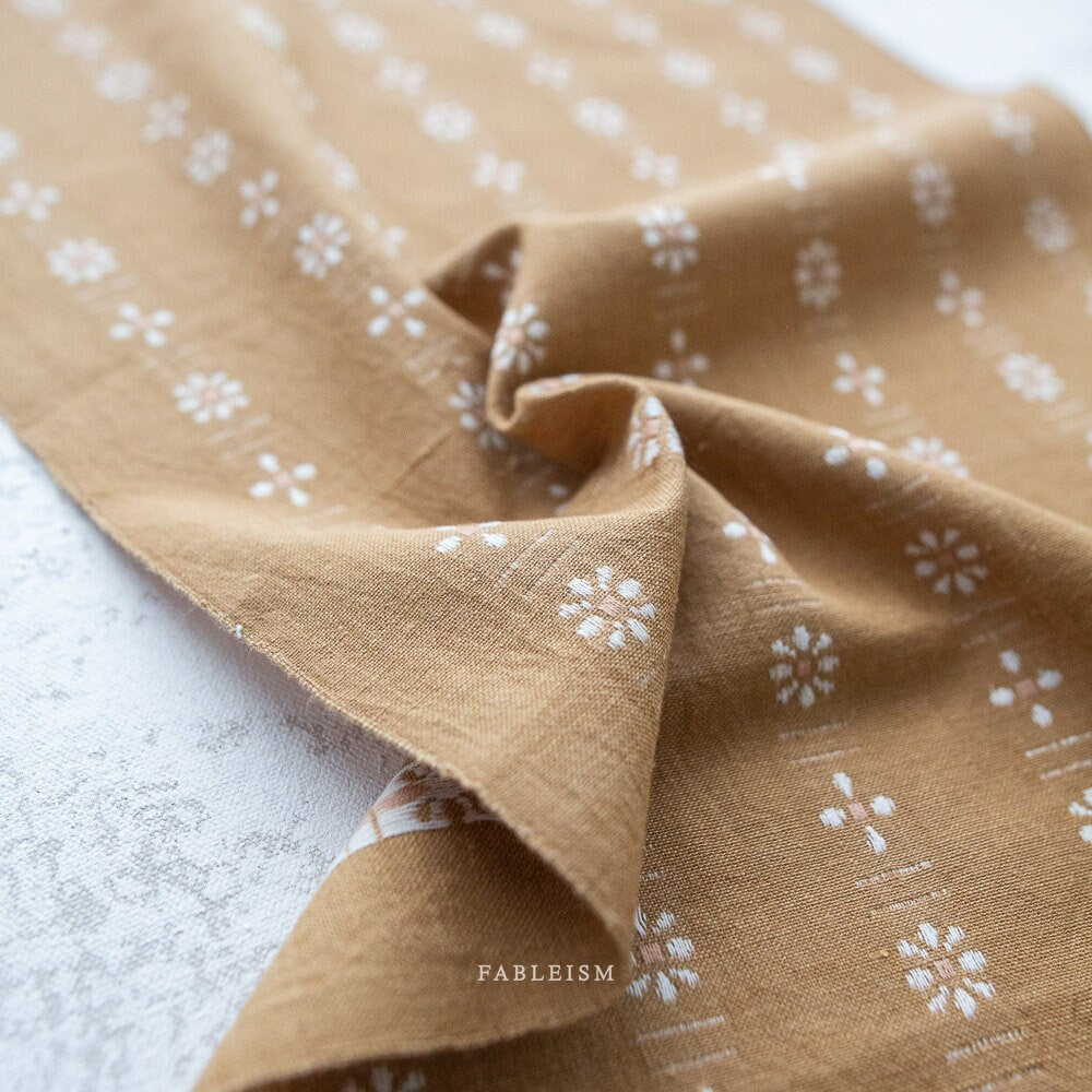 Daisies in Wheat FOR-DAI-05-WHEAT | Forest Forage by Fableism Supply Co. | Continuous Yardage | Fat Quarter | Yarn Dyed Wovens