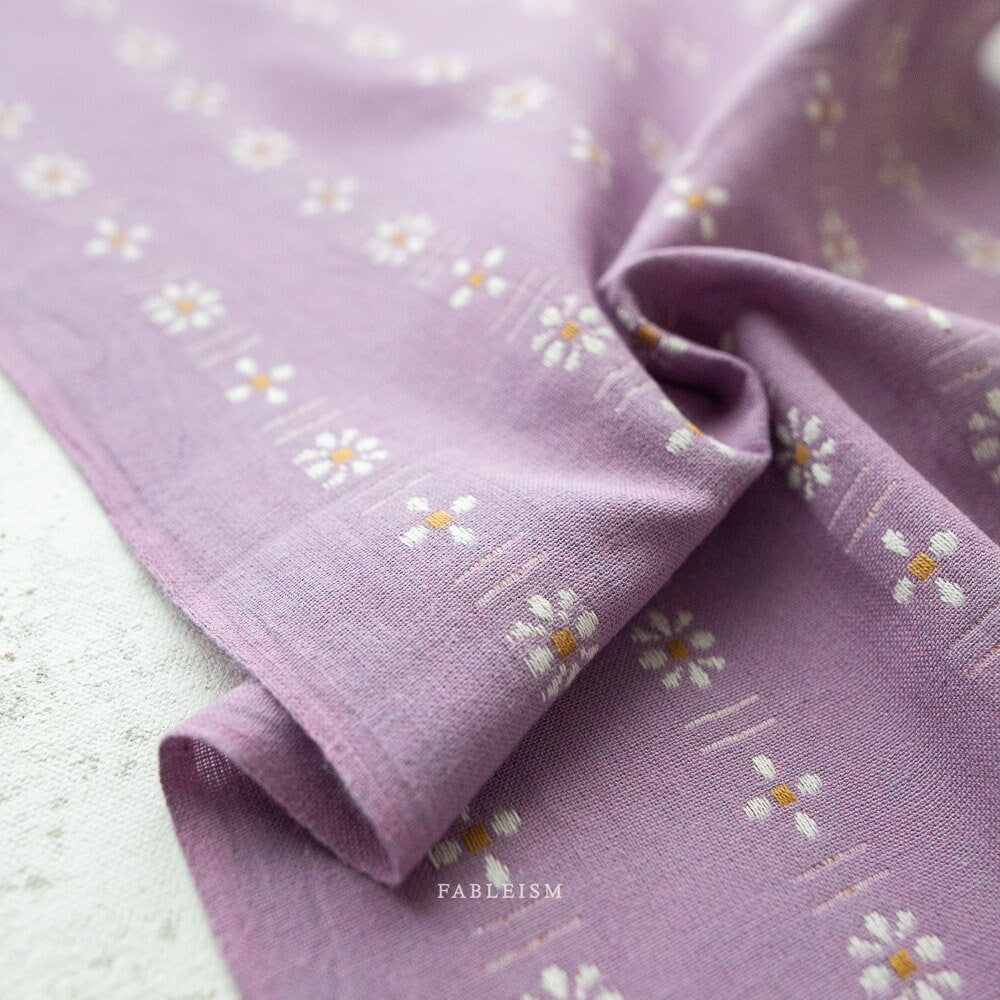 Daisies in Lavender Sachet | Forest Forage by Fableism Supply Co. | Continuous Yardage | Fat Quarter | Yarn Dyed Wovens
