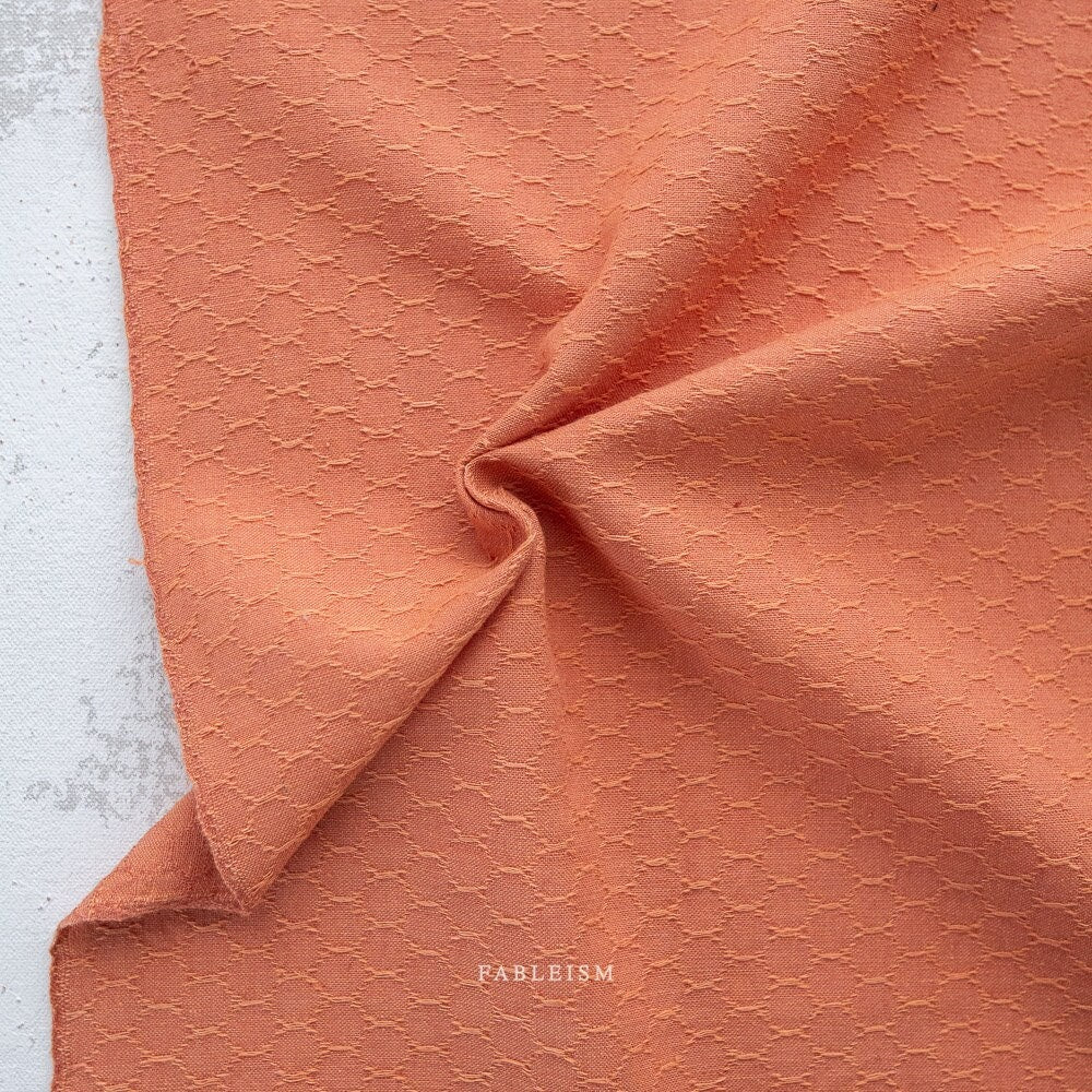 Honeycomb In Grapefruit FOR-HC-05-GRAPEFRUIT | Forest Forage by Fableism Supply Co. | Continuous Yardage | Fat Quarter | Yarn Dyed Wovens