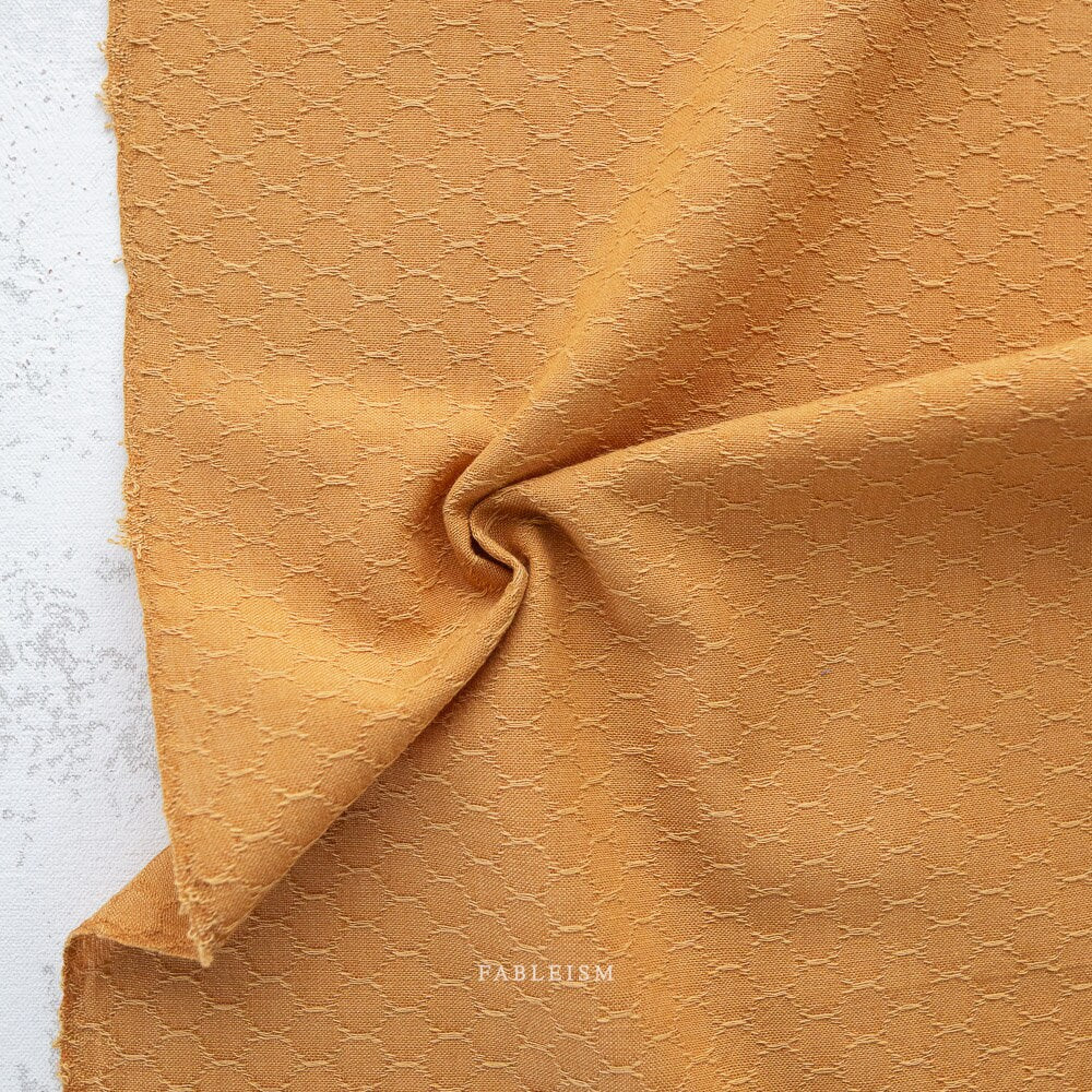 Honeycomb In Marigold FOR-HC-10-MARIGOLD | Forest Forage by Fableism Supply Co. | Continuous Yardage | Fat Quarter | Yarn Dyed Wovens