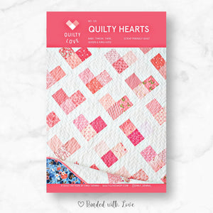 Quilty Hearts By Quilty Love | Printed Paper Pattern | Modern Quilt Pattern | Confident Beginner | Fat Quarter Friendly Quilt Pattern