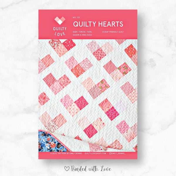 Quilty Hearts By Quilty Love | Printed Paper Pattern | Modern Quilt Pattern | Confident Beginner | Fat Quarter Friendly Quilt Pattern