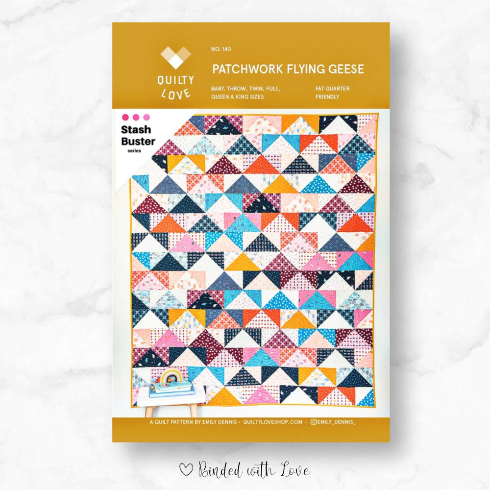 Patchwork Flying Geese By Quilty Love | Printed Paper Pattern | Modern Quilt Pattern | Confident Beginner | Fat Quarter Friendly Pattern