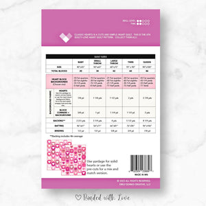Classic Hearts By Quilty Love | Printed Paper Pattern | Modern Quilt Pattern | Beginner | Fat Quarter Friendly Quilt Pattern