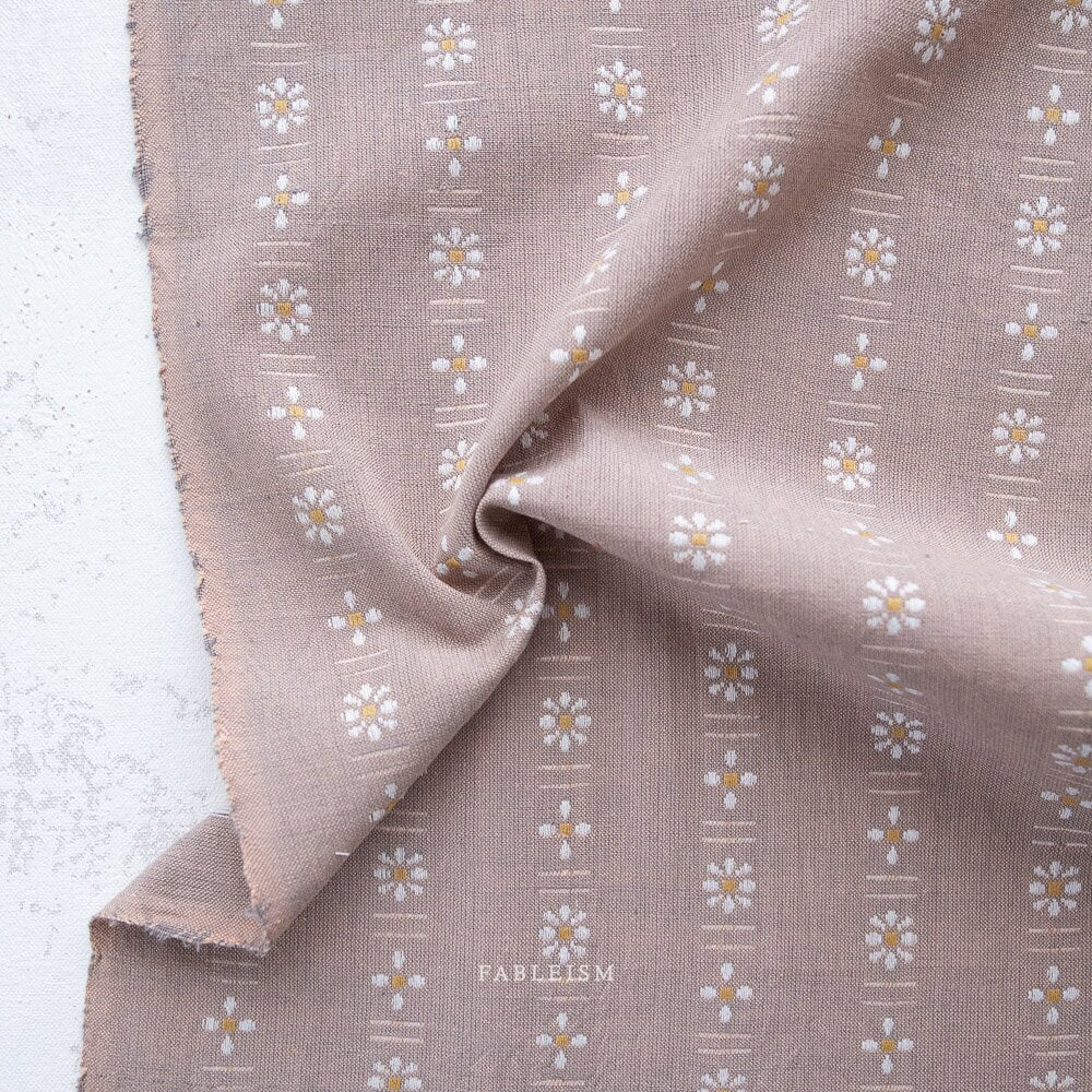 Daisies in Dove FOR-DAI-02-DOVE | Forest Forage by Fableism Supply Co. | Continuous Yardage | Fat Quarter | Yarn Dyed Wovens