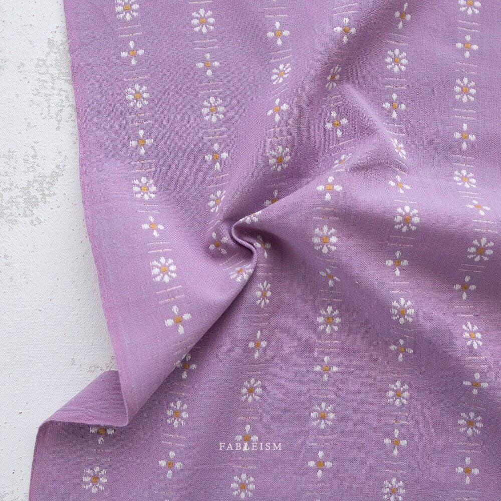 Daisies in Lavender Sachet | Forest Forage by Fableism Supply Co. | Continuous Yardage | Fat Quarter | Yarn Dyed Wovens