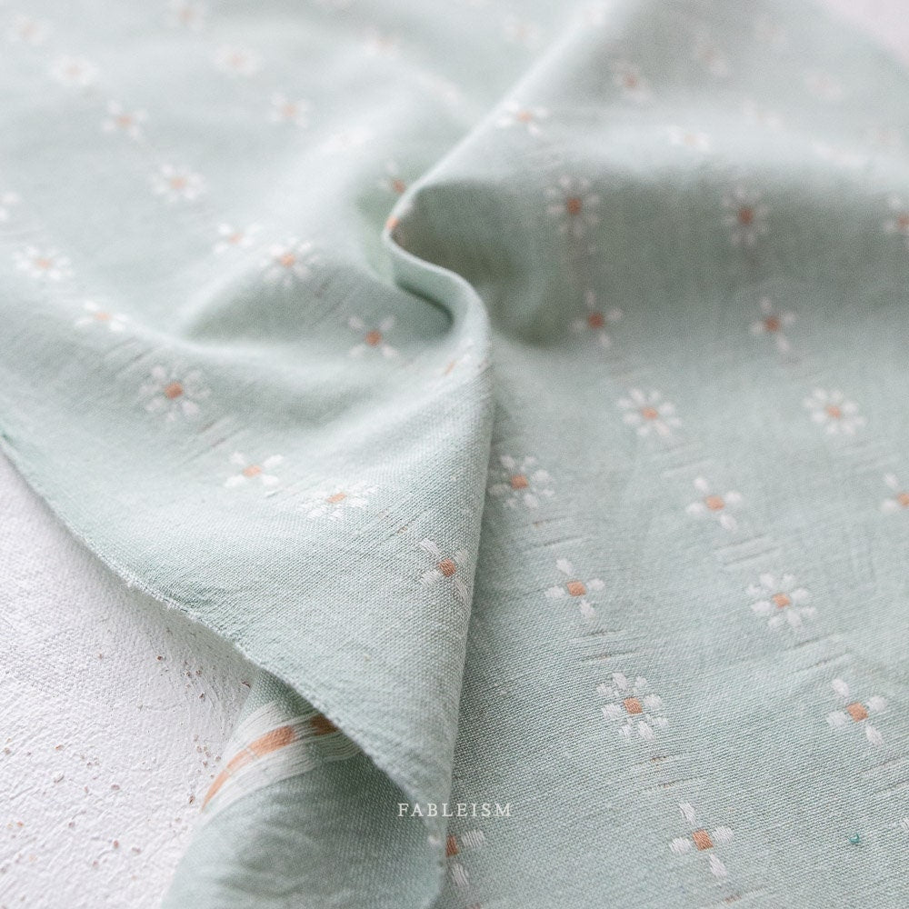 Daisies in Mint Julep FOR-DAI-14-MINTJULEP | Forest Forage by Fableism Supply Co. | Continuous Yardage | Fat Quarter | Yarn Dyed Wovens