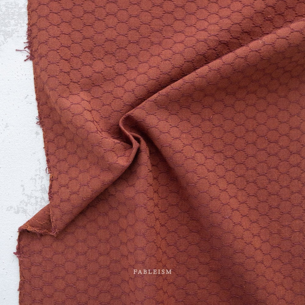 Honeycomb In Cognac FOR-HC-04-COGNAC | Forest Forage by Fableism Supply Co. | Continuous Yardage | Fat Quarter | Yarn Dyed Wovens