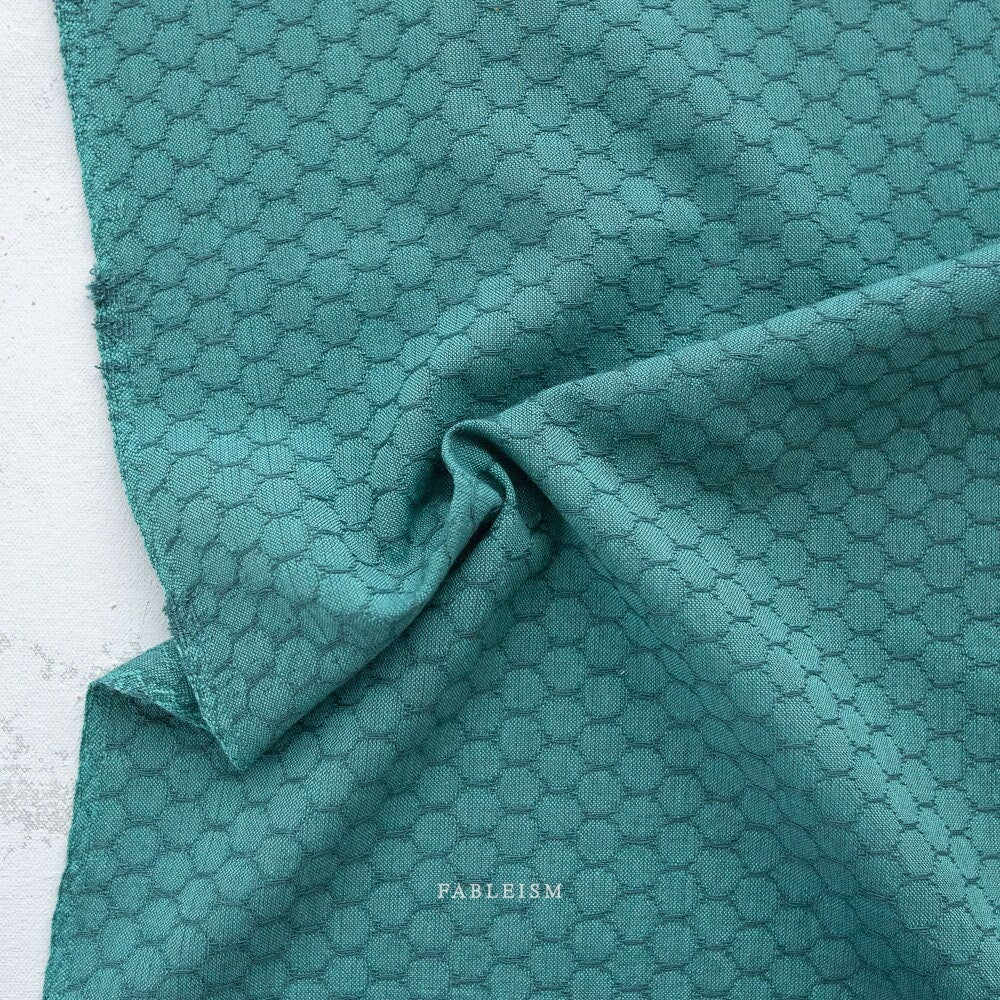 Honeycomb In Pond FOR-HC-12-POND | Forest Forage by Fableism Supply Co. | Continuous Yardage | Fat Quarter | Yarn Dyed Wovens