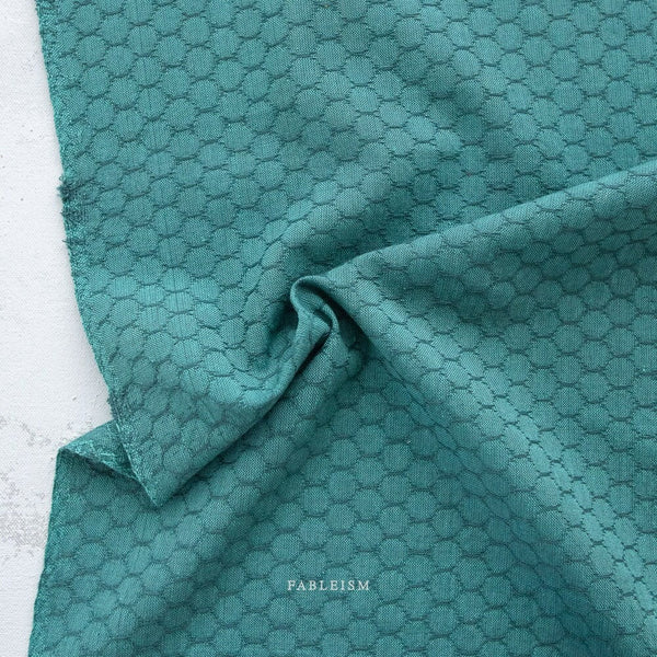 Honeycomb In Pond FOR-HC-12-POND | Forest Forage by Fableism Supply Co. | Continuous Yardage | Fat Quarter | Yarn Dyed Wovens