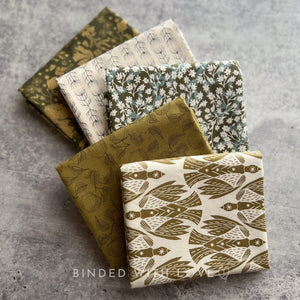 Twin Hills by Ash Cascade | 5 Prints in Green Colorway | Cotton + Steel | Fat Quarter Bundle | Half Yard Quilting Bundle