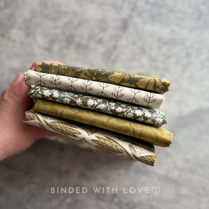 Twin Hills by Ash Cascade | 5 Prints in Green Colorway | Cotton + Steel | Fat Quarter Bundle | Half Yard Quilting Bundle