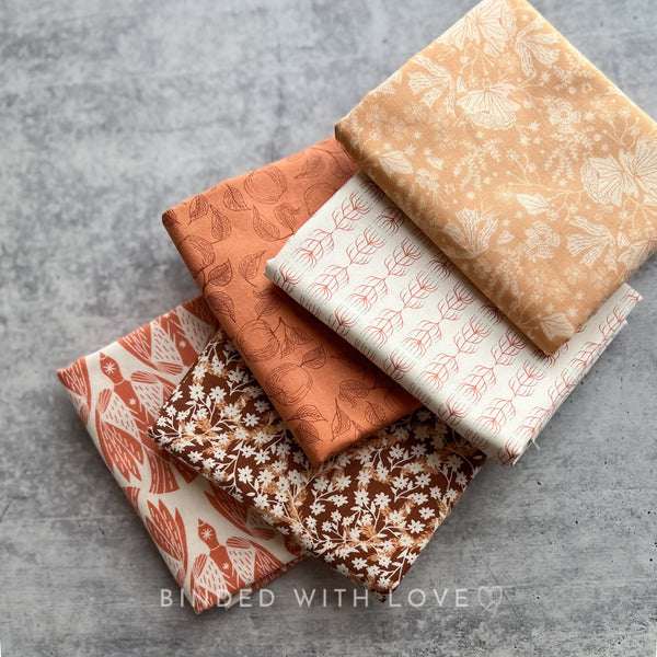 Twin Hills by Ash Cascade | 5 Prints in Orange Colorway | Cotton + Steel | Fat Quarter Bundle | Half Yard Quilting Bundle
