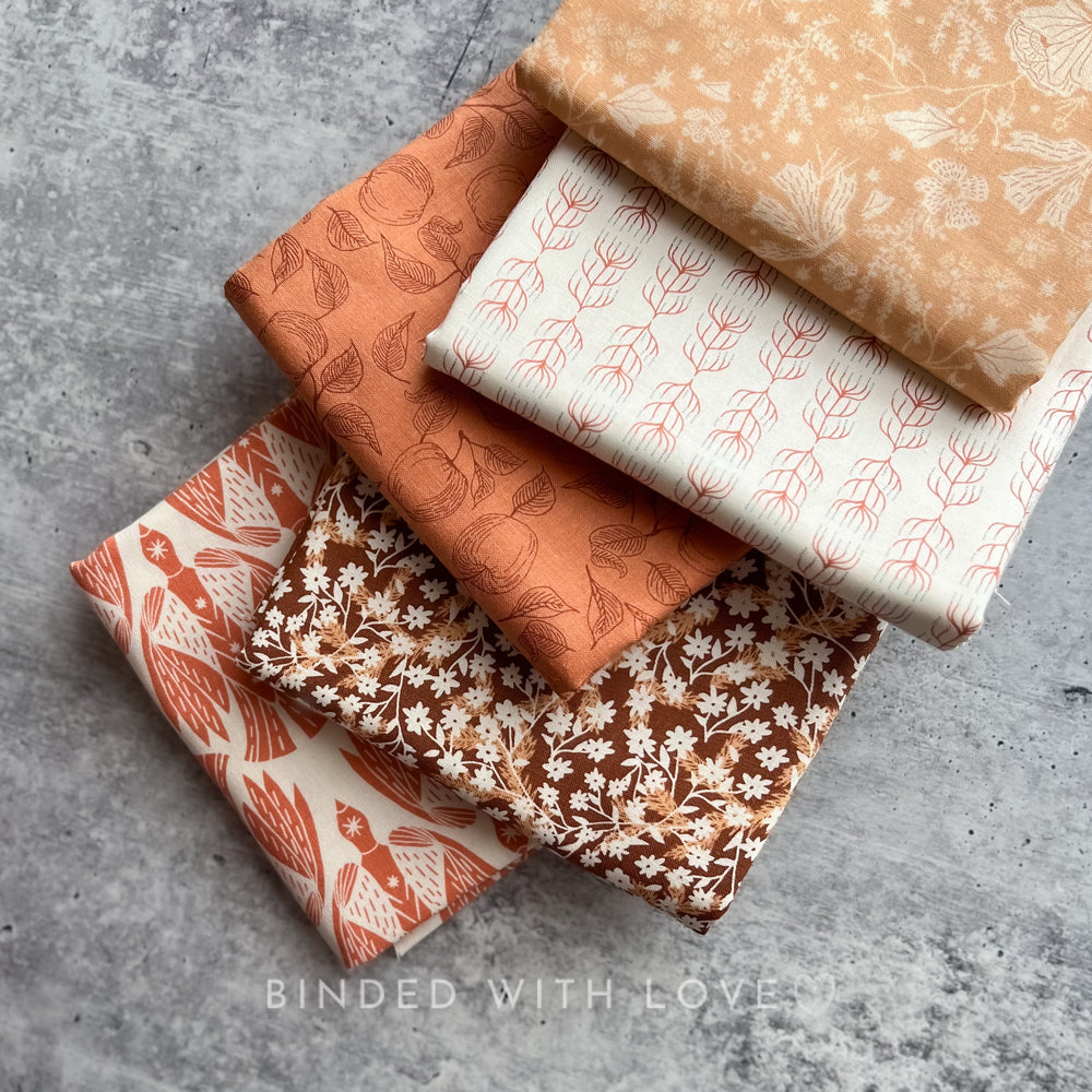 Twin Hills by Ash Cascade | 5 Prints in Orange Colorway | Cotton + Steel | Fat Quarter Bundle | Half Yard Quilting Bundle