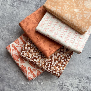 Twin Hills by Ash Cascade | 5 Prints in Orange Colorway | Cotton + Steel | Fat Quarter Bundle | Half Yard Quilting Bundle