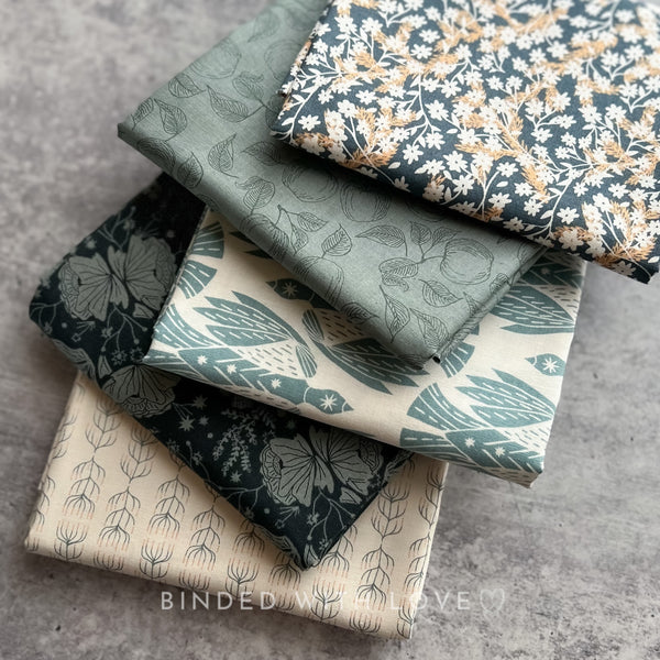 Twin Hills by Ash Cascade | 5 Prints in Blue Colorway | Cotton + Steel | Fat Quarter Bundle | Half Yard Quilting Bundle