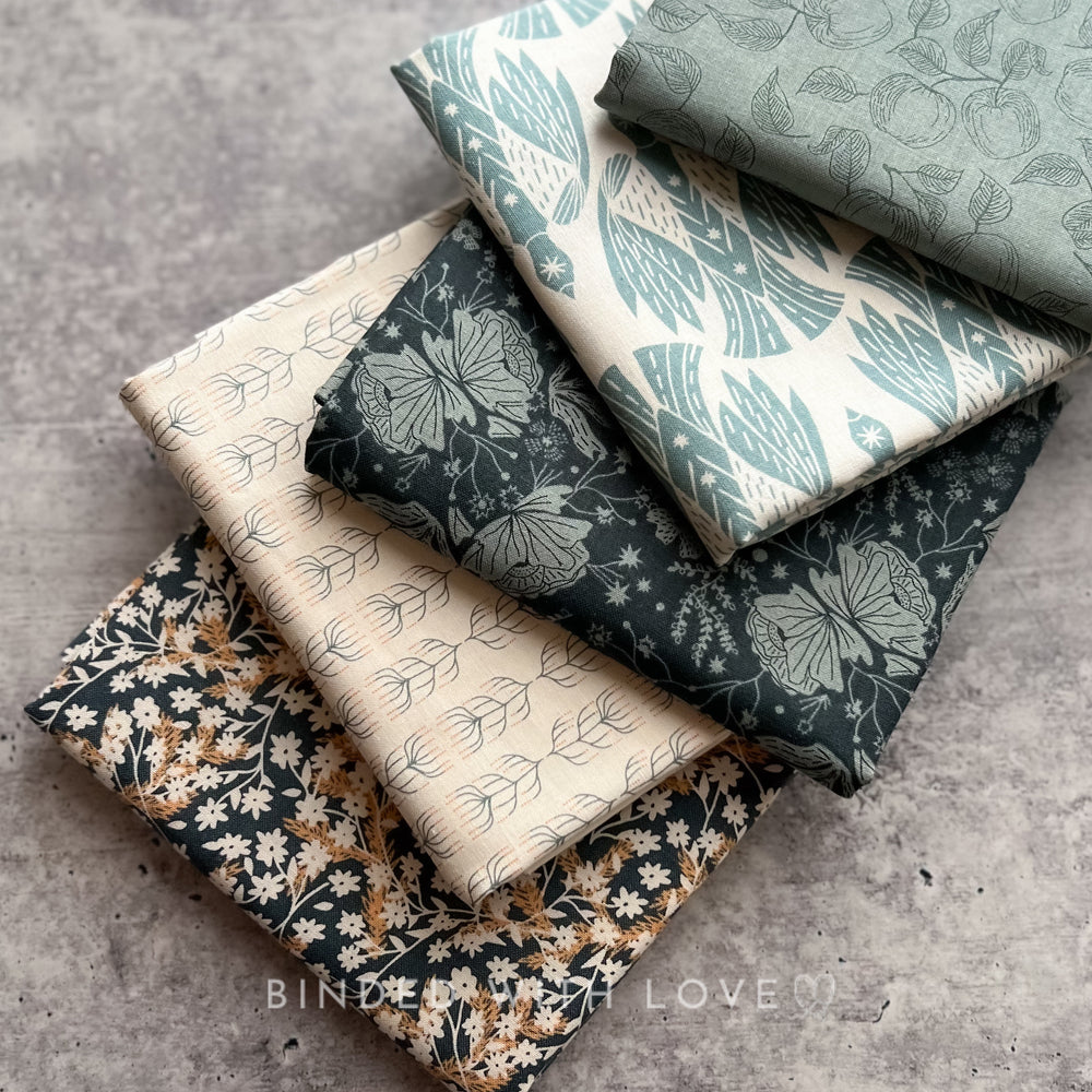 Twin Hills by Ash Cascade | 5 Prints in Blue Colorway | Cotton + Steel | Fat Quarter Bundle | Half Yard Quilting Bundle