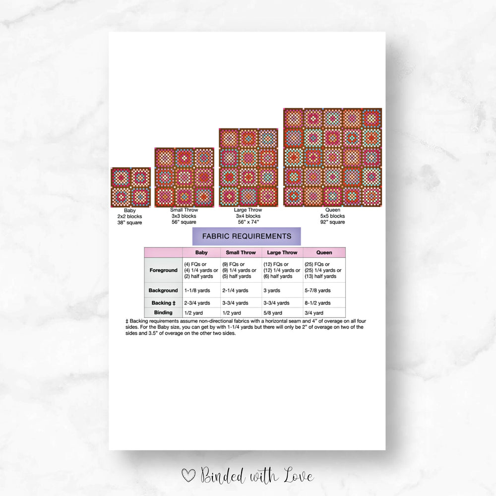 Granny Patch Quilt By Lo & Behold Stitchery | Printed Paper Pattern | Modern Quilt Pattern | Advanced Beginner Skill Level