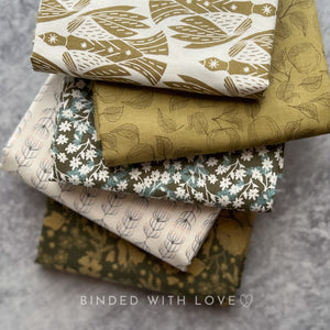 Twin Hills by Ash Cascade | 5 Prints in Green Colorway | Cotton + Steel | Fat Quarter Bundle | Half Yard Quilting Bundle