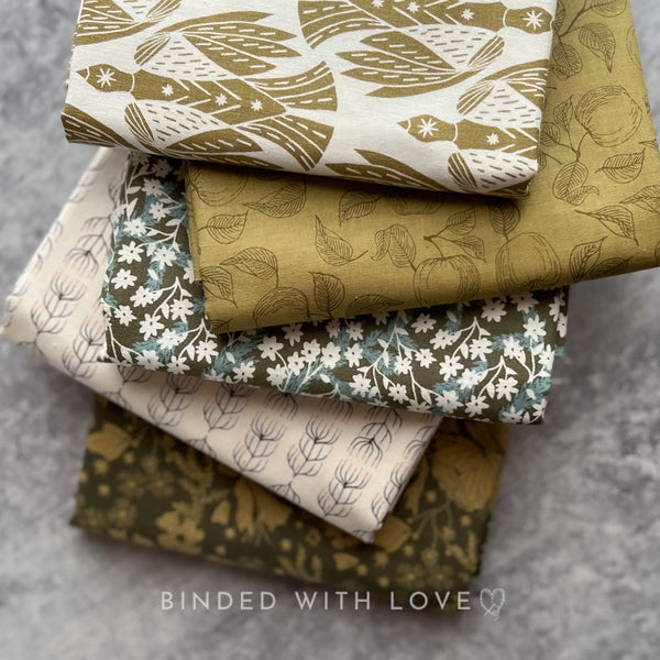 Twin Hills by Ash Cascade | 5 Prints in Green Colorway | Cotton + Steel | Fat Quarter Bundle | Half Yard Quilting Bundle