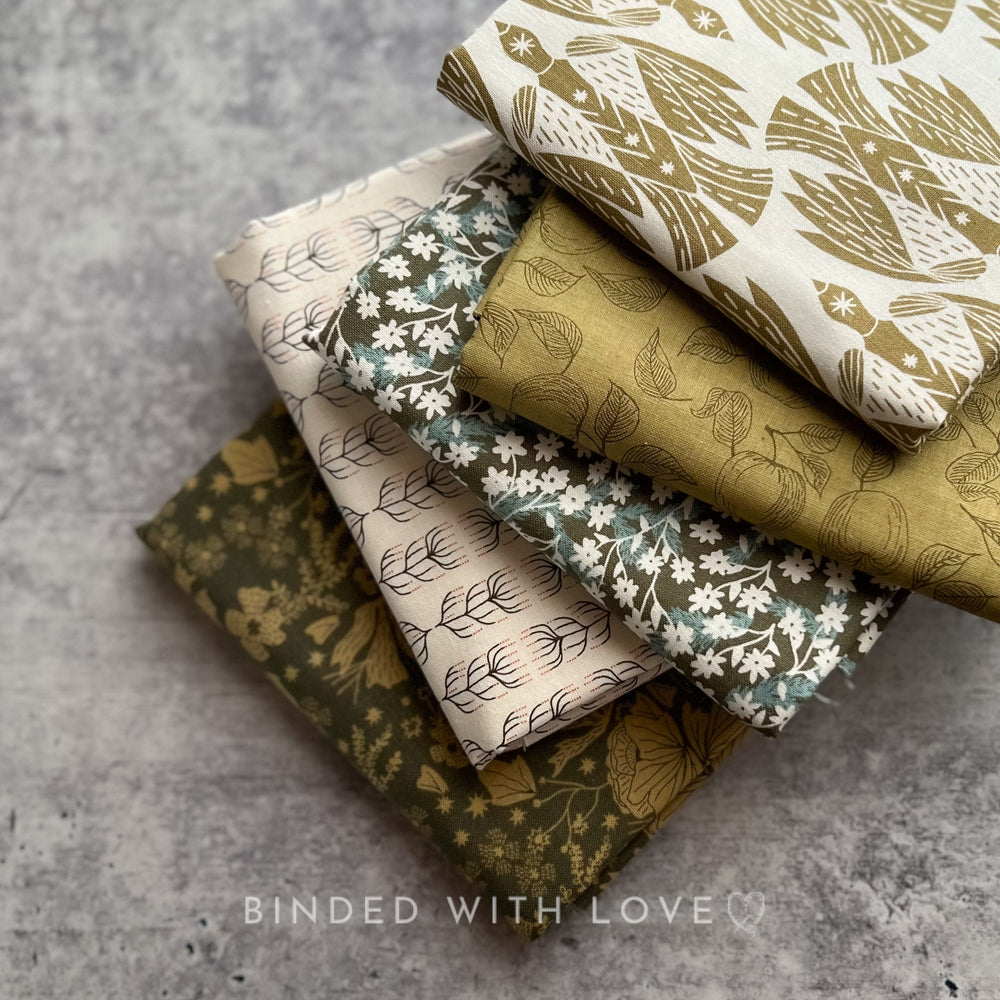 Twin Hills by Ash Cascade | 5 Prints in Green Colorway | Cotton + Steel | Fat Quarter Bundle | Half Yard Quilting Bundle