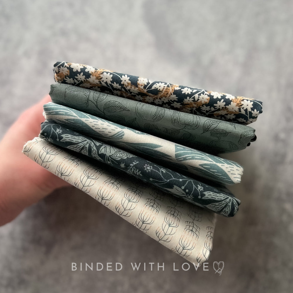 Twin Hills by Ash Cascade | 5 Prints in Blue Colorway | Cotton + Steel | Fat Quarter Bundle | Half Yard Quilting Bundle