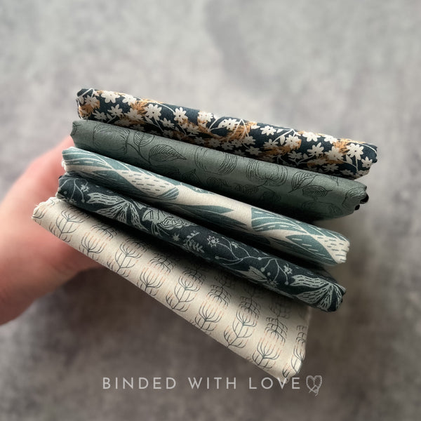 Twin Hills by Ash Cascade | 5 Prints in Blue Colorway | Cotton + Steel | Fat Quarter Bundle | Half Yard Quilting Bundle