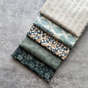 Twin Hills by Ash Cascade | 5 Prints in Blue Colorway | Cotton + Steel | Fat Quarter Bundle | Half Yard Quilting Bundle