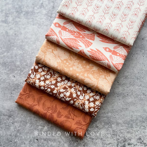 Twin Hills by Ash Cascade | 5 Prints in Orange Colorway | Cotton + Steel | Fat Quarter Bundle | Half Yard Quilting Bundle