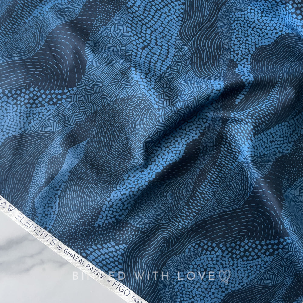 Earth Blue 92007-49 | Elements by Ghazal Razavi | Figo Fabrics | Continuous Yardage | Fat Quarter | Quilting Fabric