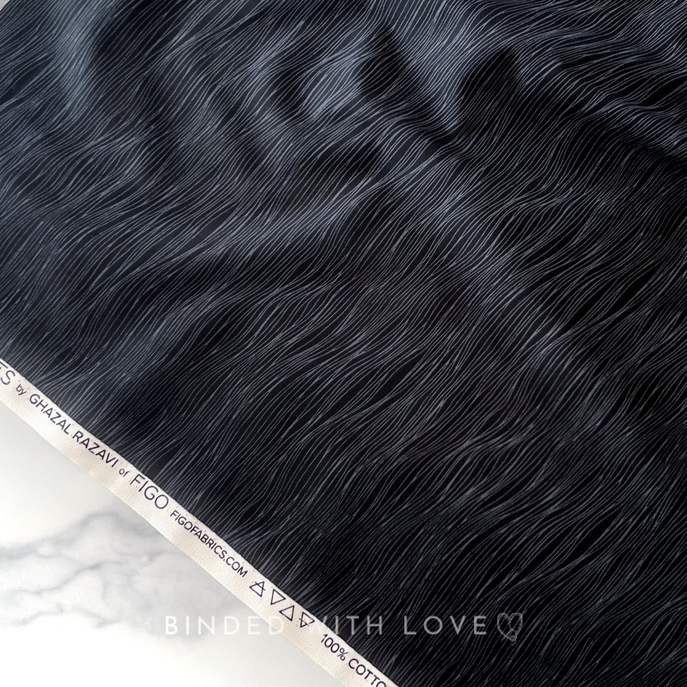 Water Black 92008-99 | Elements by Ghazal Razavi | Figo Fabrics | Continuous Yardage | Fat Quarter | Quilting Fabric