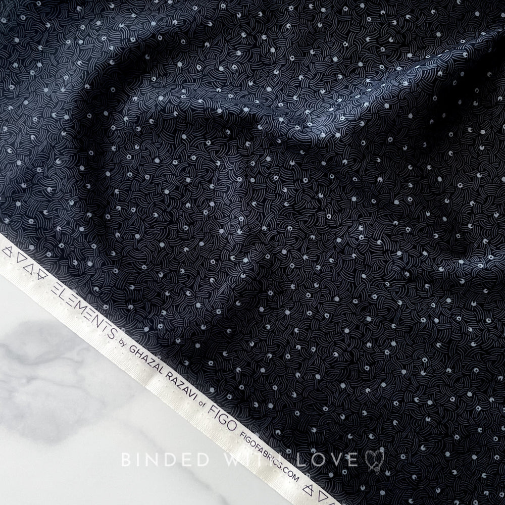 Air Black 92010-99 | Elements by Ghazal Razavi | Figo Fabrics | Continuous Yardage | Fat Quarter | Quilting Fabric