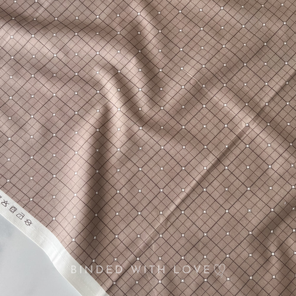 Grid Taupe 92011-14 | Serenity by Ghazal Razavi | Figo Fabrics | Continuous Yardage | Fat Quarter | Quilting Fabric